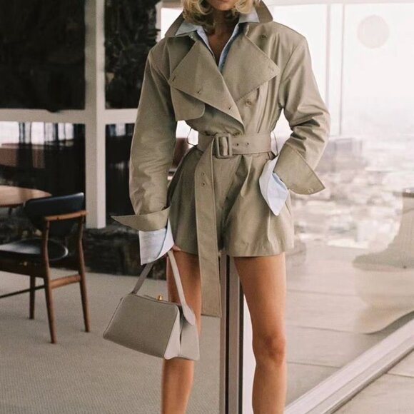 Helsa Jackets & Blazers - Helsa Oversized Women's Twill Cropped Trench Coat